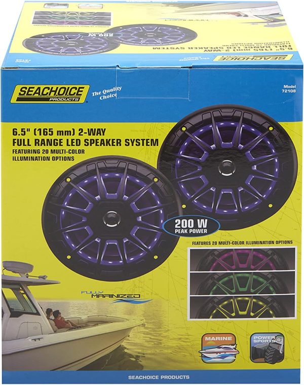 Seachoice  6-1/2" 2-Way Full Range Speakers with LED Lights
